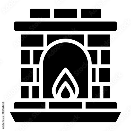 A solid design icon of fireplace

