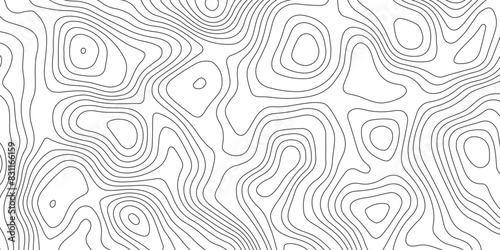 Abstract topography contour map background design .modern design with white background and black wave lines .geography contour map linear background vector illustration .