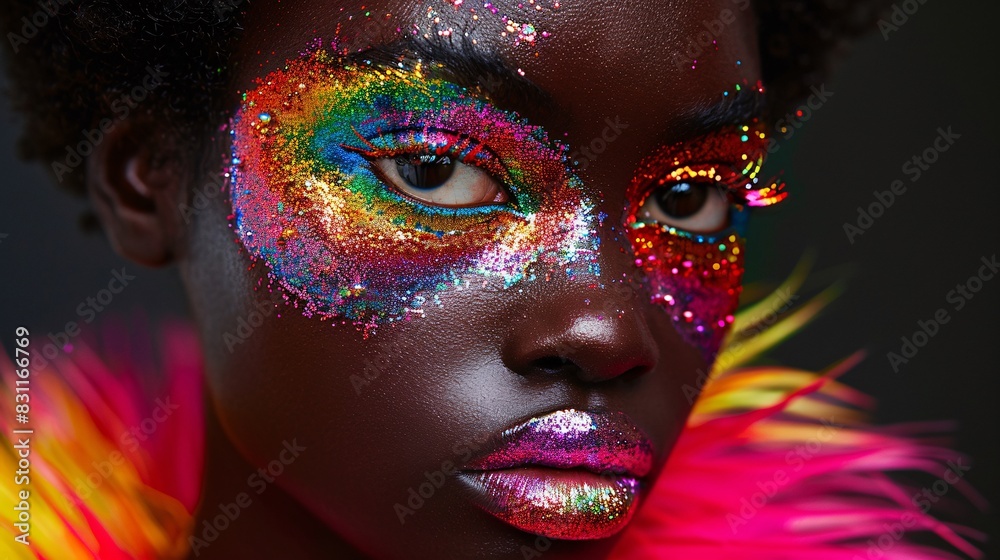 black girl with colorful makeup