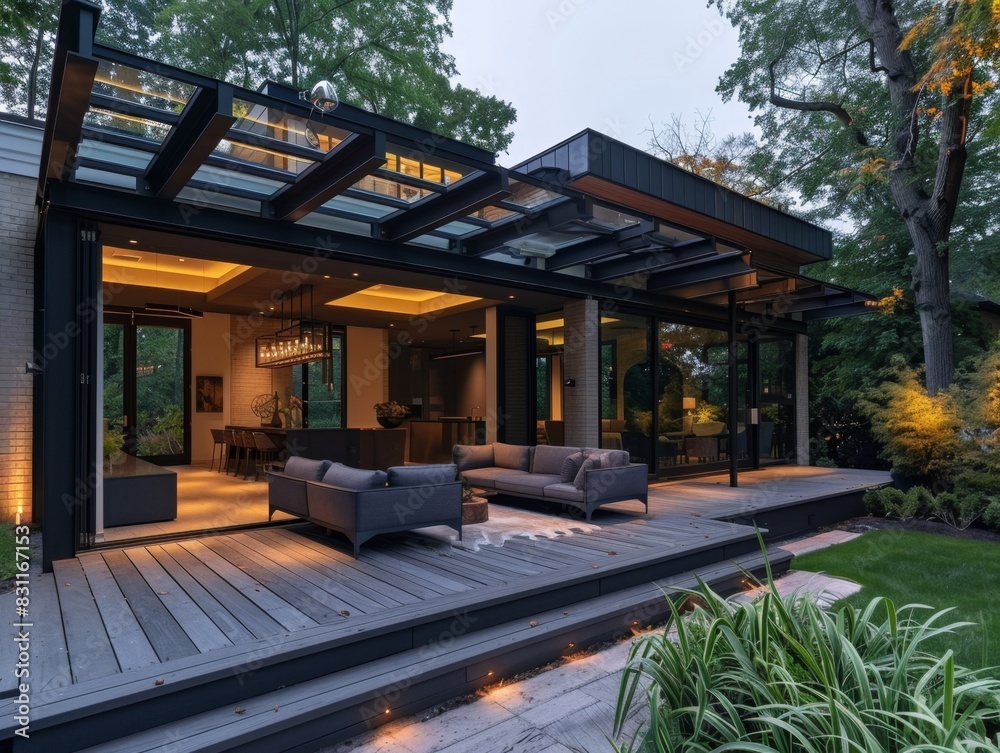 Streamlined Pergola with Clean Lines and Durable Materials

