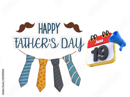 19 June Happy Father's Day poster or banner template. Happy Father’s Day Calligraphy greeting card. Vector illustration. Happy father`s day vector lettering background. photo