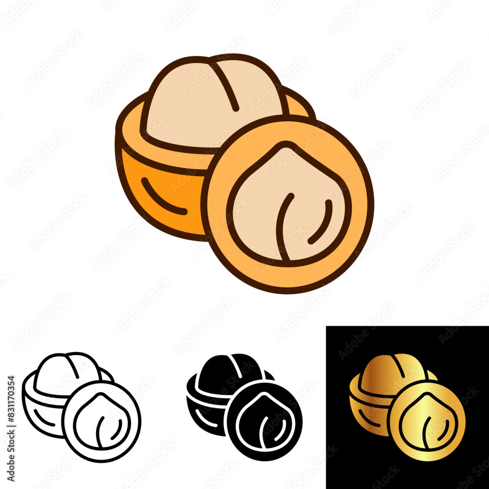 The Macadamia icon showcases a premium nut used in gourmet snacks, desserts, and culinary recipes.