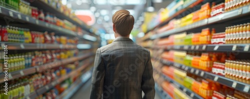 Wallpaper Mural A person standing in the supermarket aisle, looking at the shelves. Torontodigital.ca