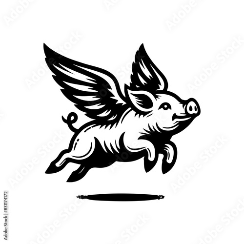 flying pig logo design, hog logo design