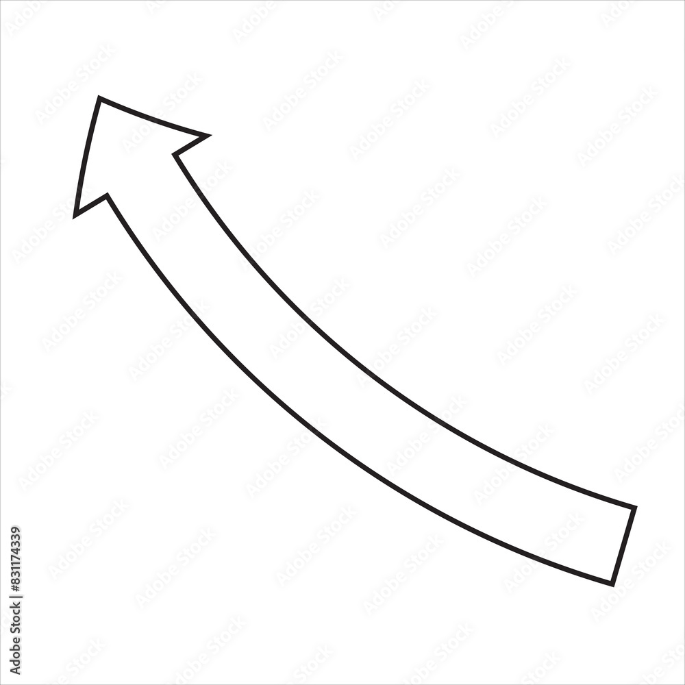 Dynamic, curved arrow pointer. Direction shape. vector illustration on white background. EPS 10/AI Dynamic, curved arrow pointer. Direction shape. vector illustration on white background. EPS 10/AI