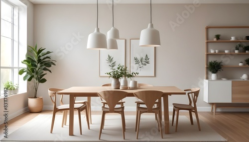 Minimalist modern living room interior background, empty wall mockup, living room mock up in Scandinavian style. 3d rendering