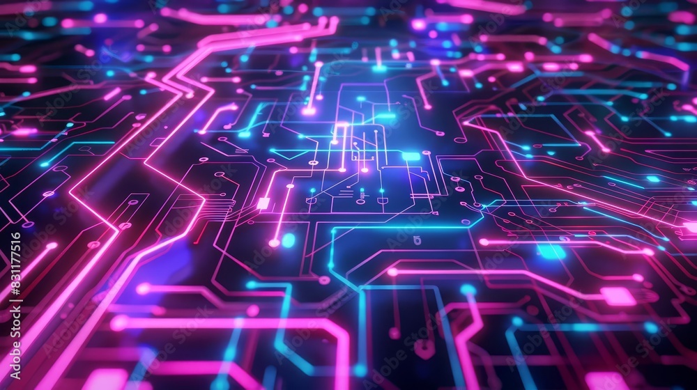 futuristic circuit board pattern with glowing neon lines and shapes abstract digital background futuristic circuit board pattern with glowing neon lines and shapes abstract digital background
