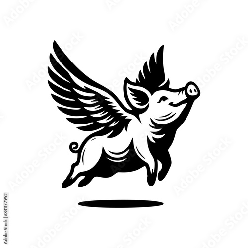 flying pig logo design, hog logo design