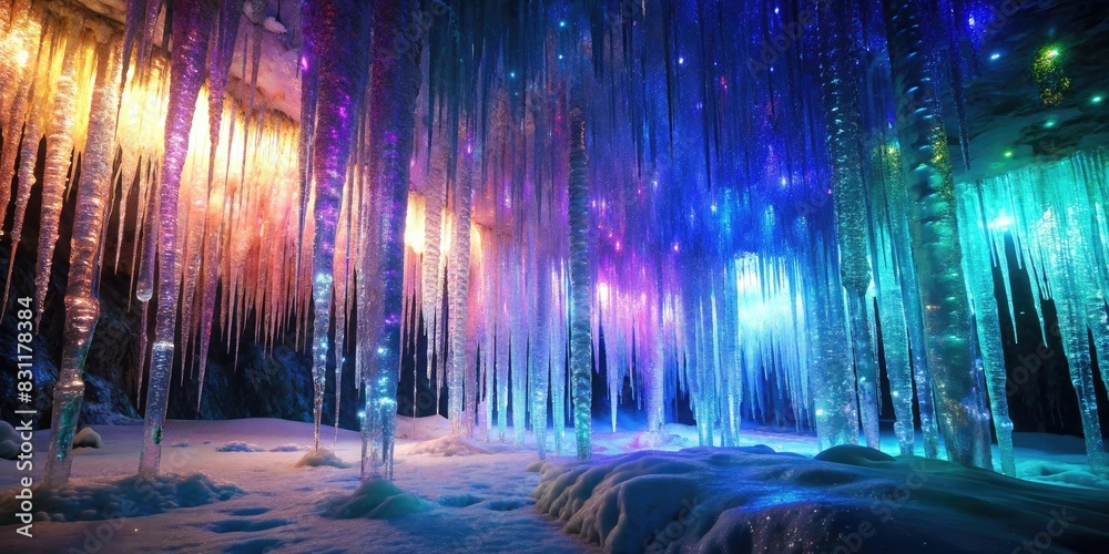 Vibrant aurora lighting up a snowy forest