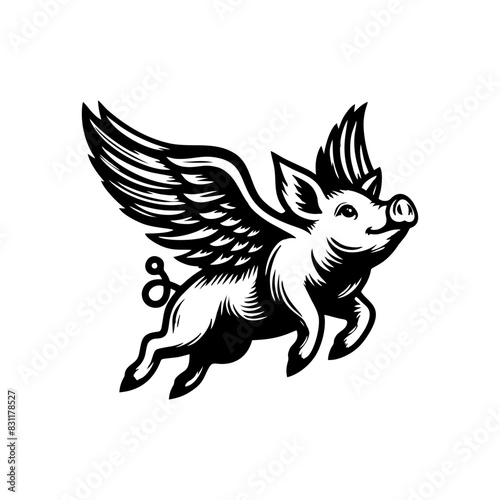 flying pig logo design, hog logo design
