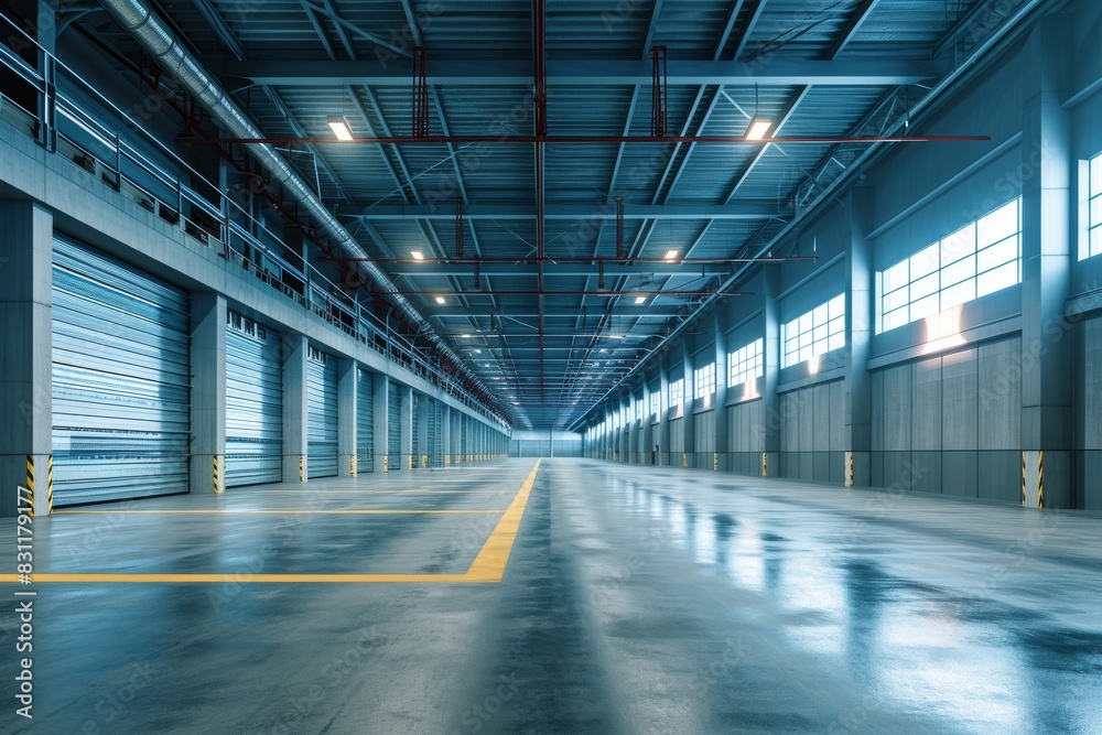 Modern logistics warehouse building structure, AI generated Modern logistics warehouse building structure, AI generated