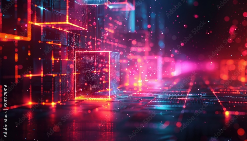 Obraz premium A colorful background with squares and triangles and a few circles by AI generated image