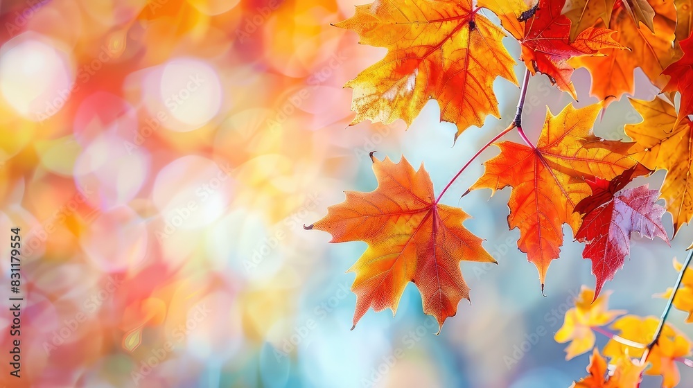 Tree branch with yellow leaves. Selective focus. Tree branch with yellow leaves. Selective focus.