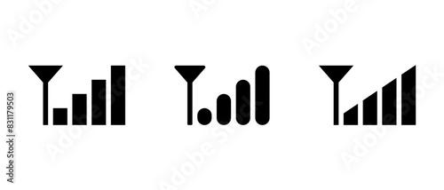 Mobile phone signal icon set in generic style. Gsm network concept