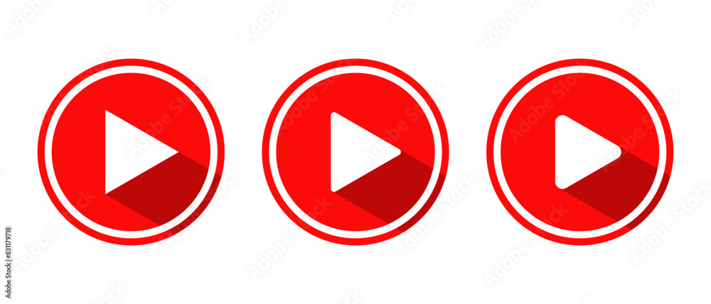 Play button icon with long shadow. Video player app concept Play button icon with long shadow. Video player app concept