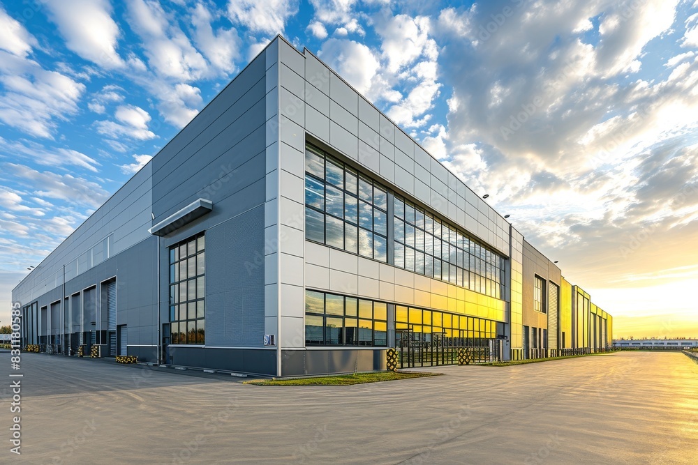 Modern logistics warehouse building structure, AI generated Modern logistics warehouse building structure, AI generated