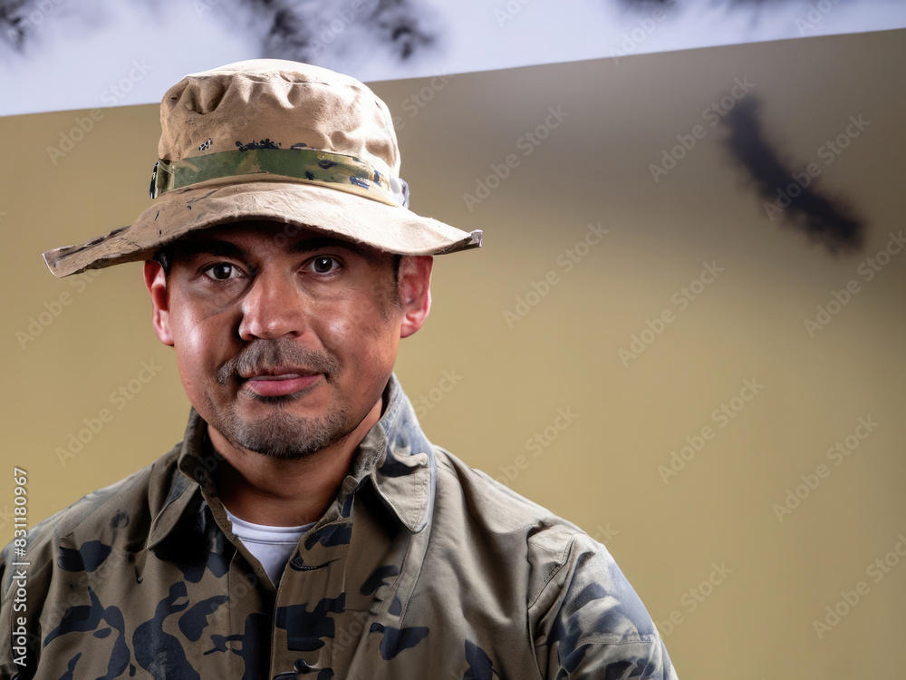 portrait of a HUNTER, CAMOUFLAGE CLOTHES, HUNTING GAME portrait of a HUNTER, CAMOUFLAGE CLOTHES, HUNTING GAME