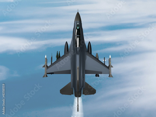 American fighter jet in Ukraine, air defense of Ukraine, Ukraine-Russia war 3d render