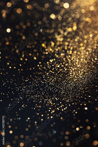 Abstract luxury golden glitter effect glowing on dark background  creating a magical and elegant visual experience