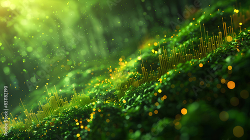 Close up of green terrestrial plant with sparkling yellow aura photo