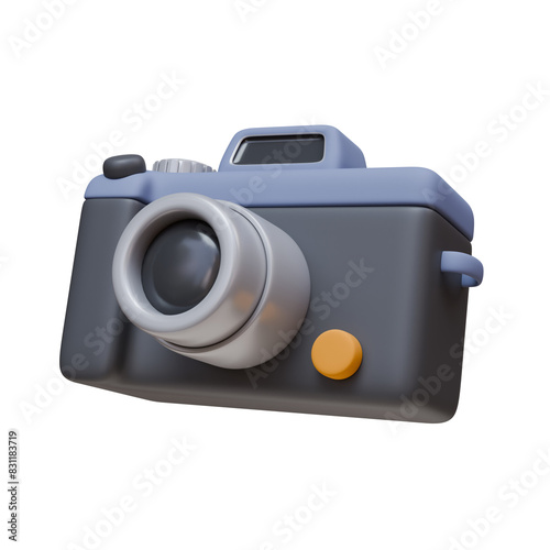 3d render illustration of professional photo camera. photography, memorable moments concept. trendy style 3d icon