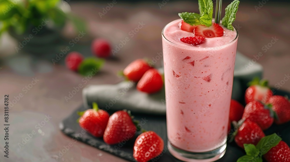 A smoothie made with mixed berries, yogurt, and honey..stock image A smoothie made with mixed berries, yogurt, and honey..stock image