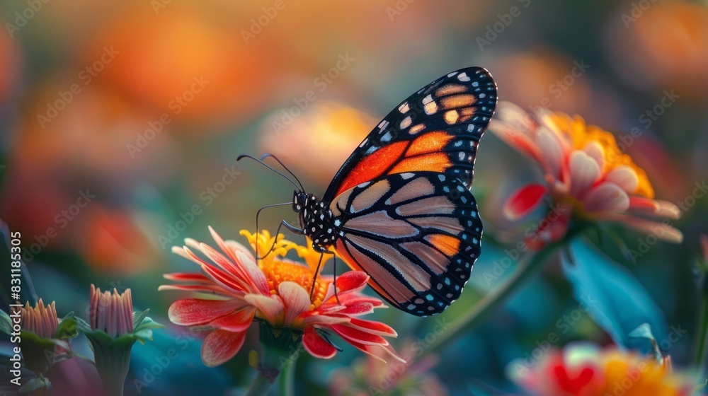 Closeup beautiful butterfly & flower in the garden. Closeup beautiful butterfly & flower in the garden.