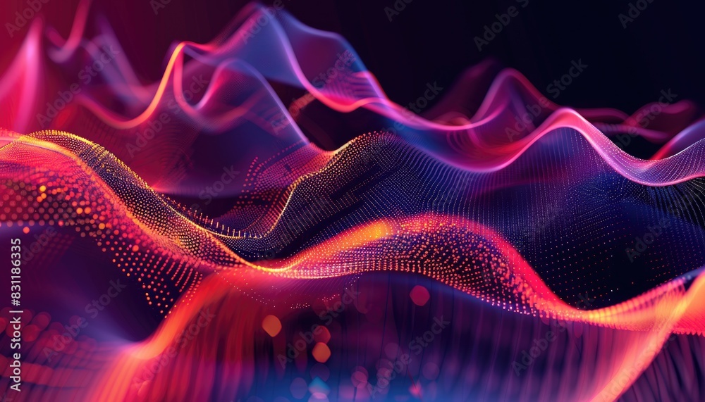 Fototapeta premium A colorful, abstract image of a network of lines and dots by AI generated image