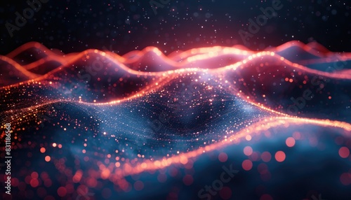 A blue and red wave with a lot of sparkles by AI generated image