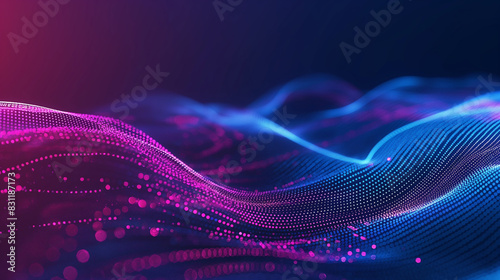 Digital background with animated glowing particles. Futuristic high tech illustration Data is transferred in cyberspace. Binary code background with lens flare, 3D rendering.