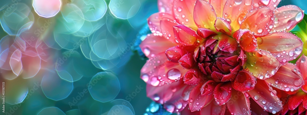 Close-up of a flower in drops of water. Selective focus. Close-up of a flower in drops of water. Selective focus.