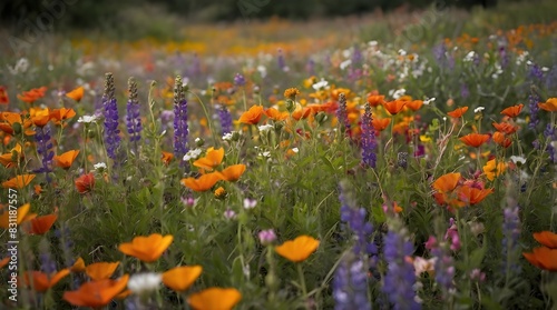 A vibrant field of wildflowers in full bloom Generative AI