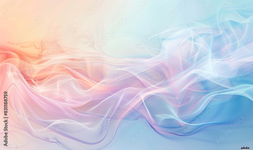 Colorful pastel background with soft waves of light and smoke, creating an ethereal and dreamy atmosphere Colorful pastel background with soft waves of light and smoke, creating an ethereal and dreamy atmosphere