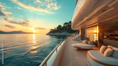 Luxury Yacht Sunset View from the Deck