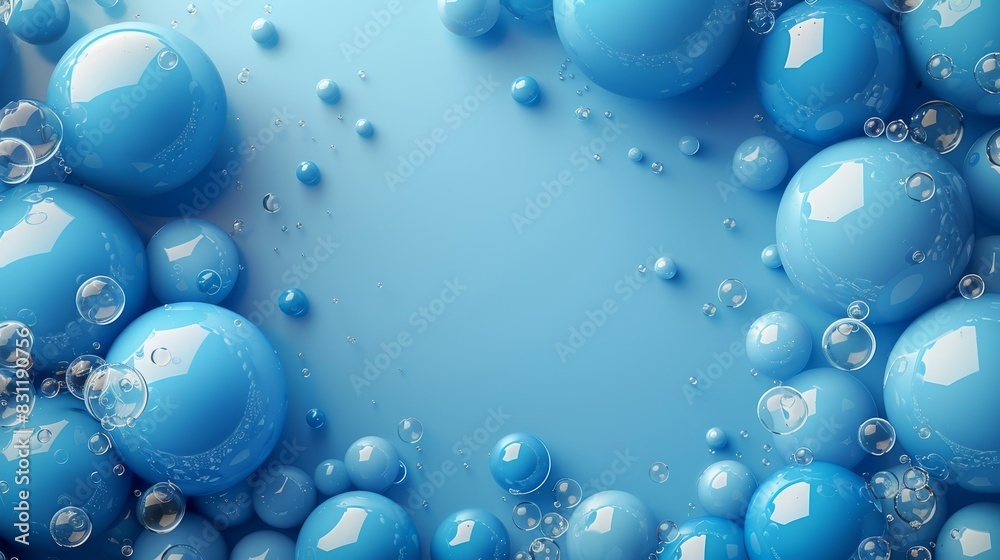 Multiple blue spheres in air 3d