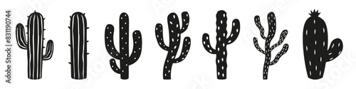Cactus vector hand drawn. Cactus silhouette.