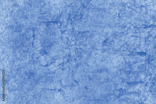 Abstract winter blue watercolor paint background. Extreme weather cold background. Natural scratched, frosted ice texture. Pastel blue color frozen paper texture pattern with space for making graphics
