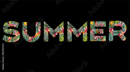 Summer word with stylized font vector text