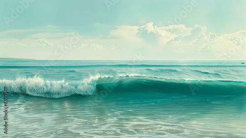 Serene ocean waves under clear blue sky