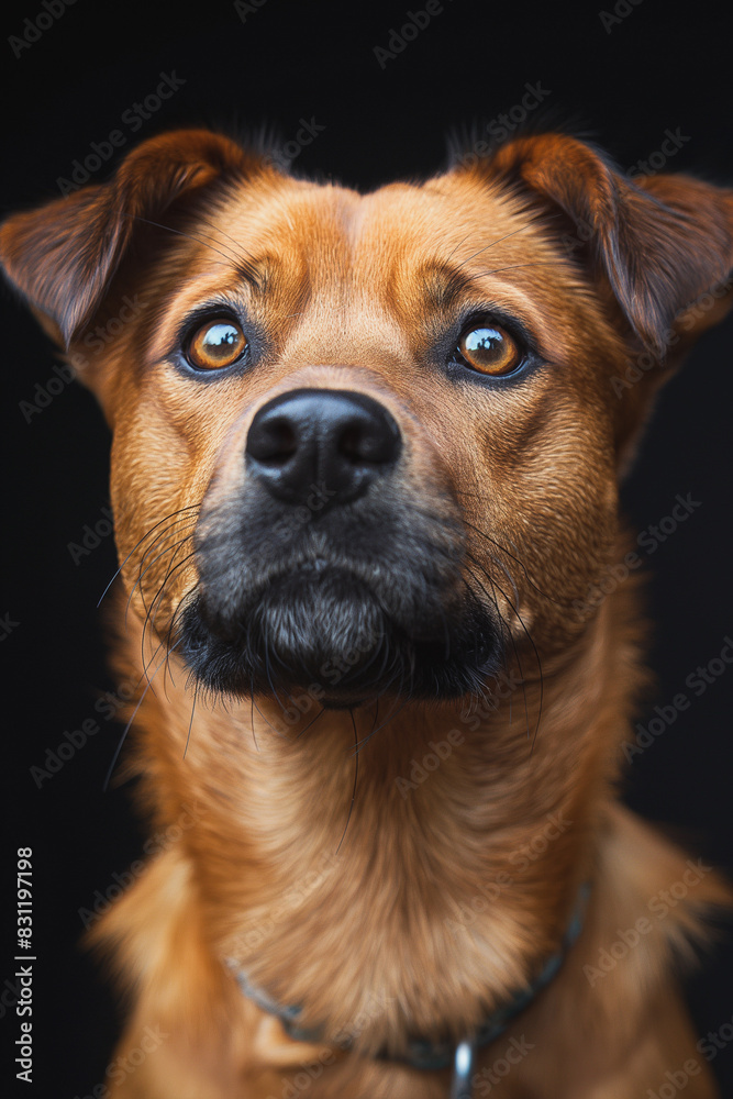 A brown dog with a black nose and brown eyes A brown dog with a black nose and brown eyes