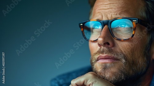Portrait of a positive European male on a solid background © photolas
