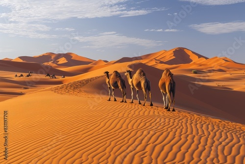Desert Harmony  Camels and Wind Patterns in Nature