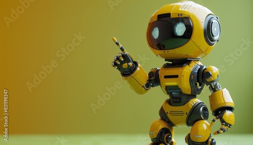 A yellow robot is pointing to the right by AI generated image © chartchai