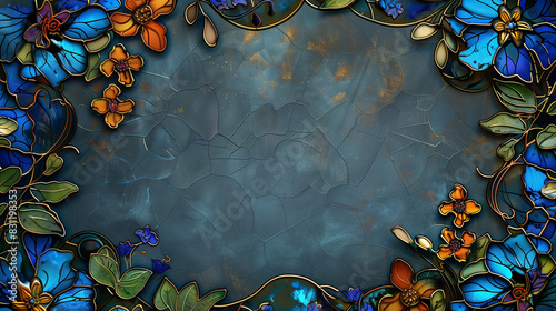 stained-glass frame of flowers in calm tones