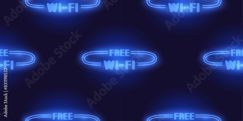 Neon vector illustration Wi-Fi Free vector illustration in blue color. Stylish and modern design, perfect for advertising and informational materials.