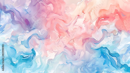 Pastel color wavy watercolor oil painting background. Classic and modern art on canvas. Generative AI photo