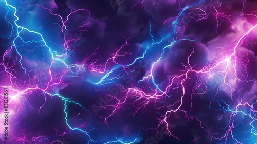 Sci-Fi Style Background With Cyan And Magenta Lightning And Glowing Energy Veins