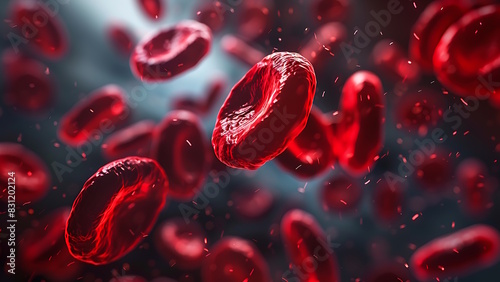 Flowing red blood cells, health care concept.