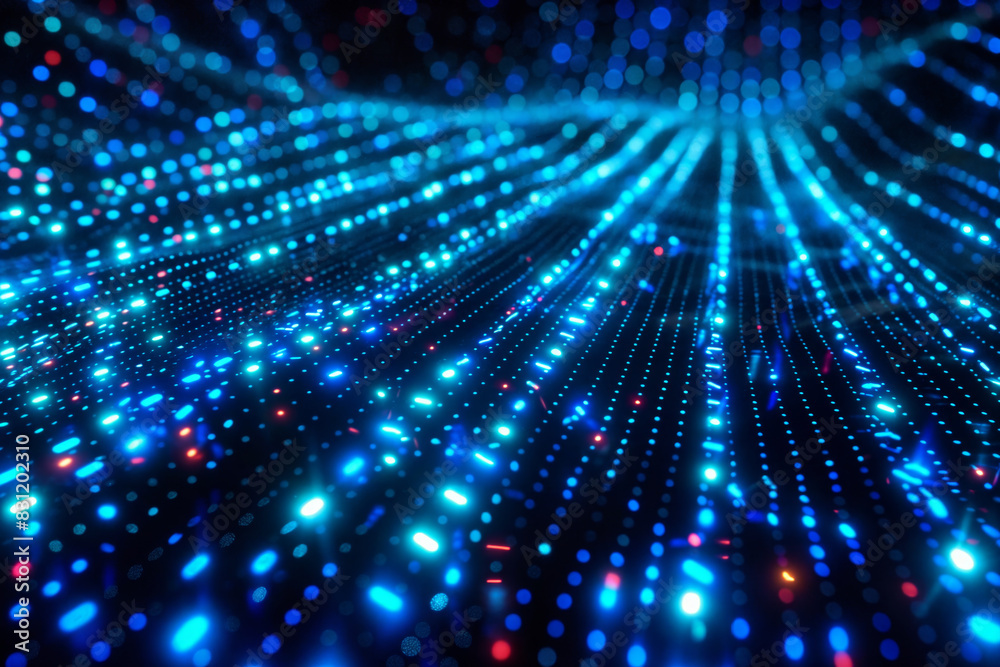 Abstract Digital Data Stream with Glowing Blue Lights Representing Technology and Information Flow Abstract Digital Data Stream with Glowing Blue Lights Representing Technology and Information Flow