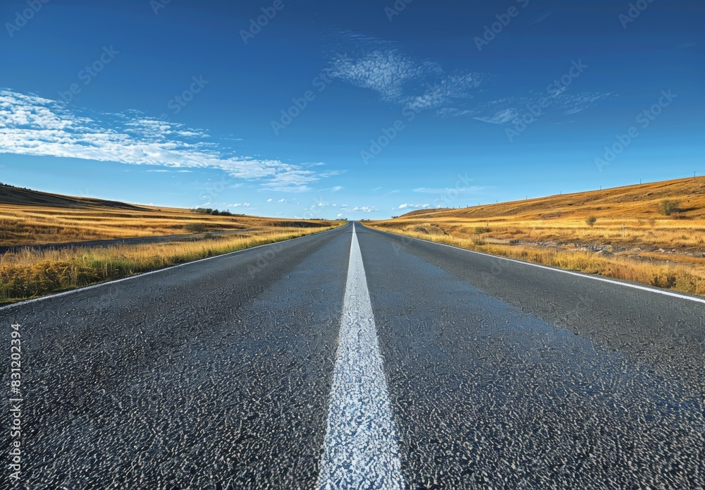 An open road stretching into the horizon under a clear, expansive sky. This scene symbolizes endless possibilities, ideal for adding motivational quotes about adventure and forward movement. An open road stretching into the horizon under a clear, expansive sky. This scene symbolizes endless possibilities, ideal for adding motivational quotes about adventure and forward movement.